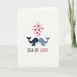 Tarjeta de ballena del mar de amor