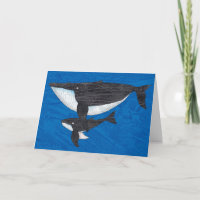 Tarjeta de ballena jorobada madre y ternera