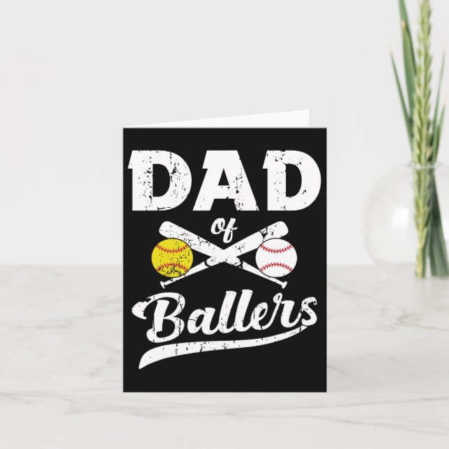 Tarjeta De Ballers Dad Of Baseball Y Softball Player Para (Anverso)