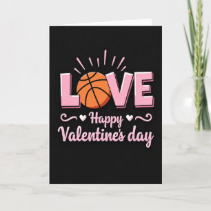 Tarjeta de baloncesto de líneas rosadas de amor