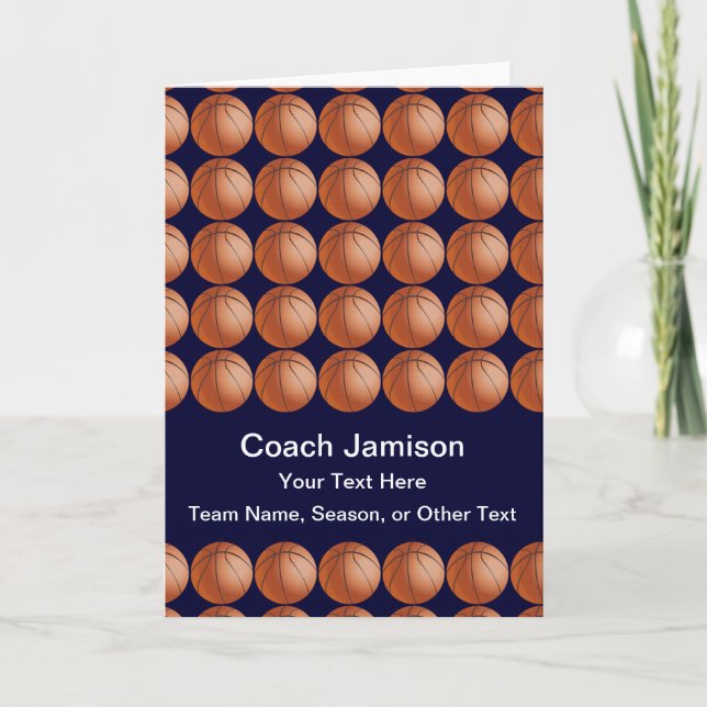 Tarjeta de baloncesto para entrenador, azul, en bl (Anverso)