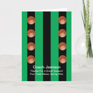 Tarjeta de baloncesto para entrenador, verde, en b
