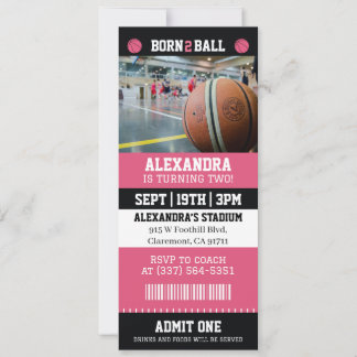 Tarjeta de Baloncesto Rosa Fiesta de Cumpleaños 2º