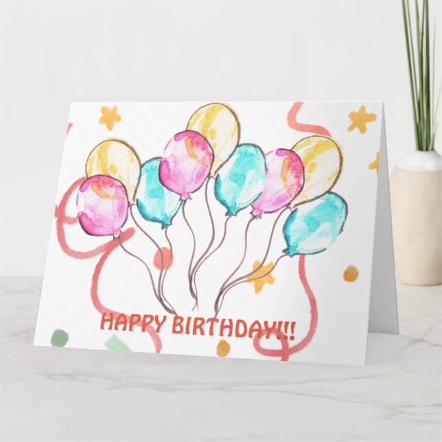 TARJETA DE BALONES DE CUMPLEAÑOS (Anverso)