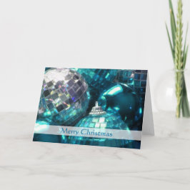 Tarjeta de banda Blue Baubles 'Merry Christmas'