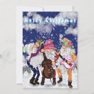 Tarjeta de banda de música Gnomes para navidades -