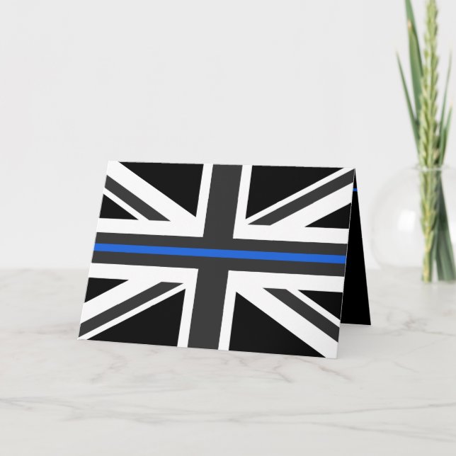 Tarjeta de bandera británica de línea azul delgada (Anverso)