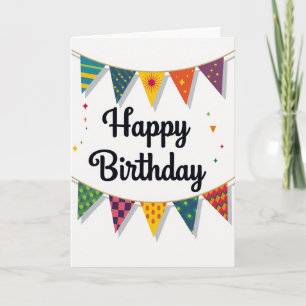 Tarjeta de banderín festivo de cumpleaños