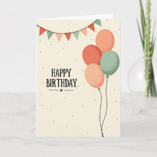 Tarjeta de banderines de cumpleaños de terracota