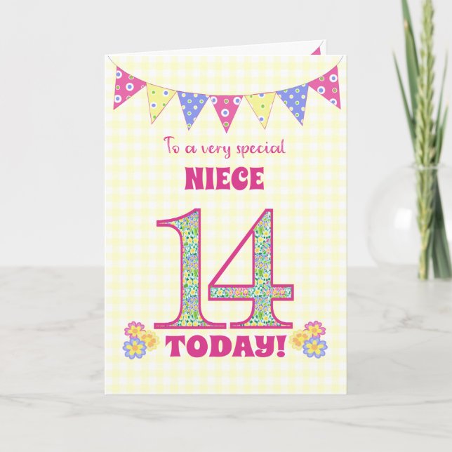 Tarjeta de banderines de Primaveras para cumpleaño (Anverso)