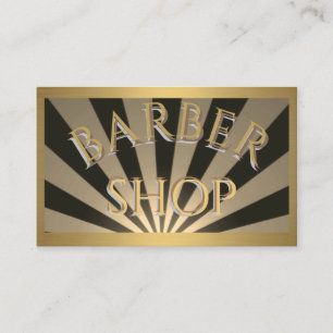 Tarjeta de barbería Black and Gold Sun Rays en bla