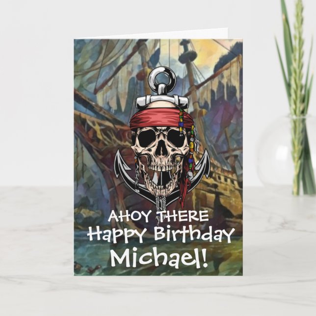 Tarjeta de barco de cráneo de fantasma pirata capi (Anverso)
