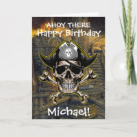 Tarjeta de Barco de Cráneo de Pirata Capitán Hueso