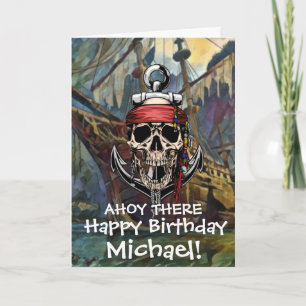 Tarjeta de barco de huesos cruzados del capitán fa