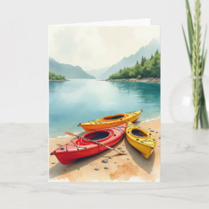 Tarjeta de Barco del Día del Padre en la Costa