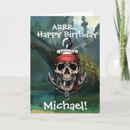 Tarjeta de Barco Fantasma Capitán Calavera Pirata