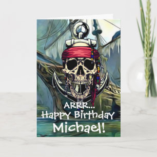 Tarjeta de barco fantasma del capitán calavera pir