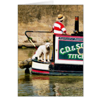 TARJETA DE BARCO Y PERRO DE CANAL