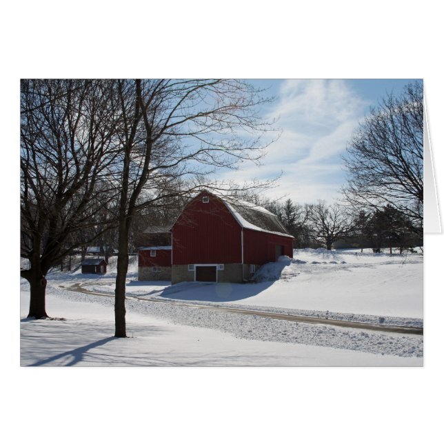 Tarjeta de Barn de Invierno (Anverso (Horizontal))