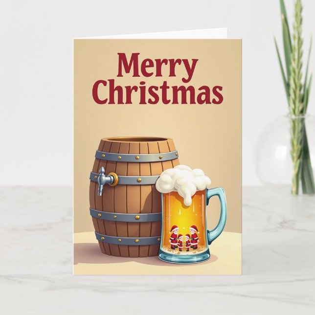 Tarjeta de Barril de Navidad Rústica (Anverso)