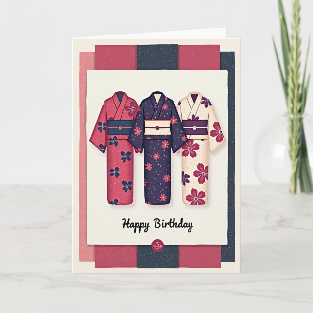 Tarjeta de bata floral de cumpleaños (Anverso)