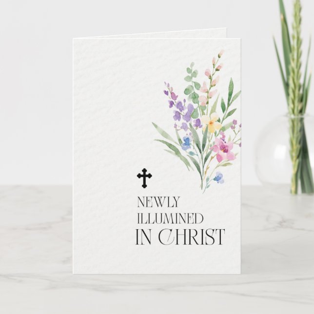 Tarjeta de Bautismo Iluminada en Cristo (Anverso)