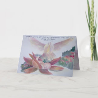 Tarjeta de bautismo infantil "En un solo espíritu"