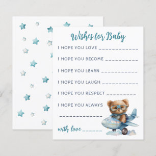Tarjeta de bebé azul para oso de peluche Baby Show