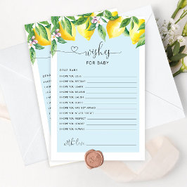 Tarjeta de bebé con limón azul para la ducha