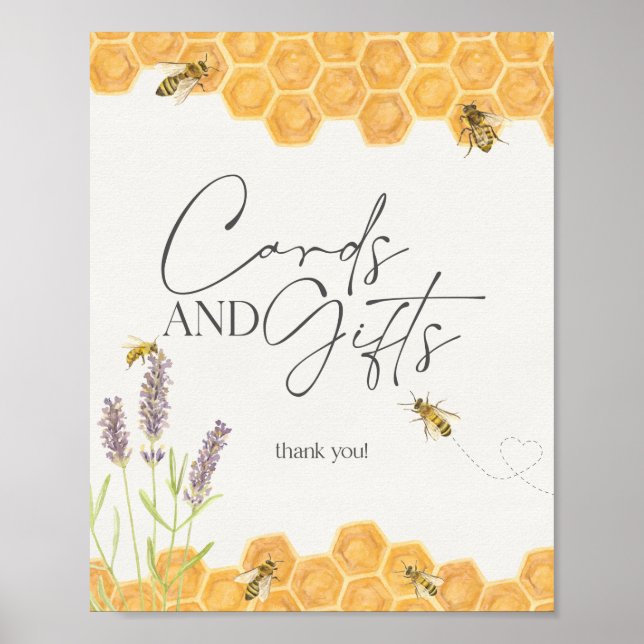 tarjeta de bebé de abeja miel y señal de regalo (Frente)
