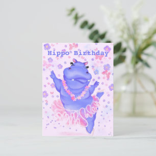 Tarjeta de bebé de cumpleaños Ballerina Hippo - Su