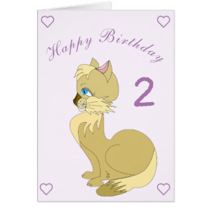 Tarjeta de bebé de cumpleaños feliz con gato - Per