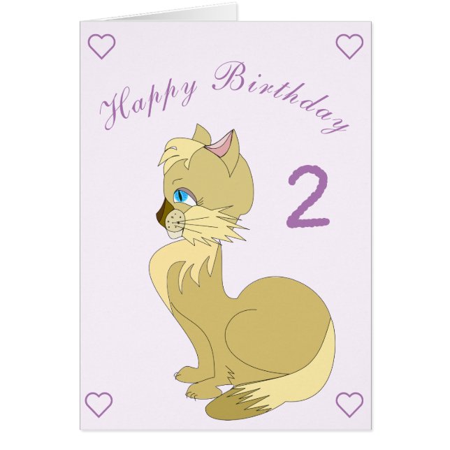 Tarjeta de bebé de cumpleaños feliz con gato - Per (Frente)