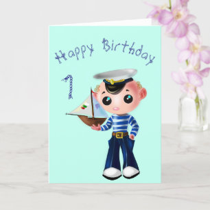 Tarjeta de bebé de cumpleaños feliz con marinero l