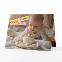 Tarjeta de bebé de cumpleaños feliz - digital
