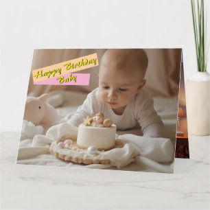Tarjeta de bebé de cumpleaños feliz - digital
