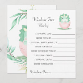Tarjeta De Bebé De Dinosaurio Rosa Verde