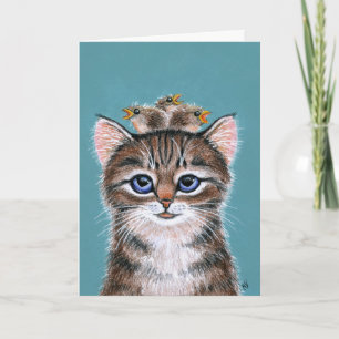 Tarjeta de bebé de gatitos de gato curado