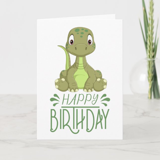 Tarjeta de bebé de los dinosaurios de cumpleaños (Anverso)