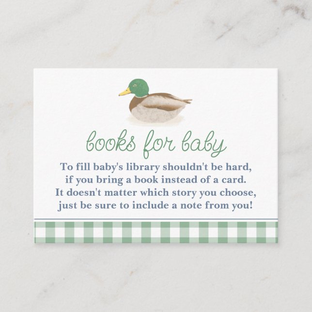 Tarjeta de bebé de Mallard Duck Baby Shower Bring  (Anverso)