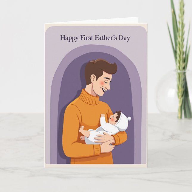 Tarjeta de bebé del día de los padres felices (Anverso)
