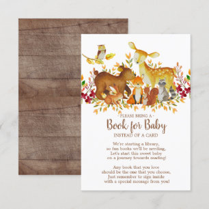 Tarjeta de bebé del libro de Baby Shower Woodland