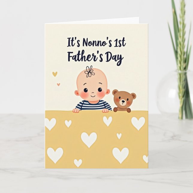 Tarjeta de bebé para el día del padre a rayas (Anverso)
