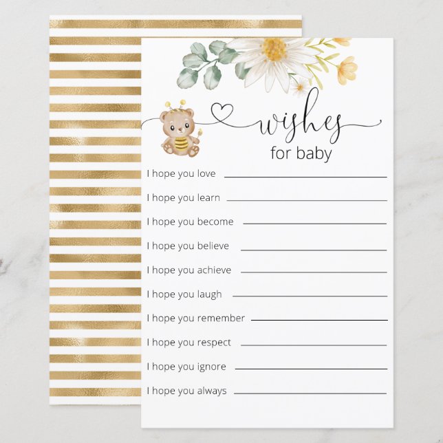 Tarjeta De Bebé Para Los Deseos De Baby Shower Del (Anverso / Reverso)