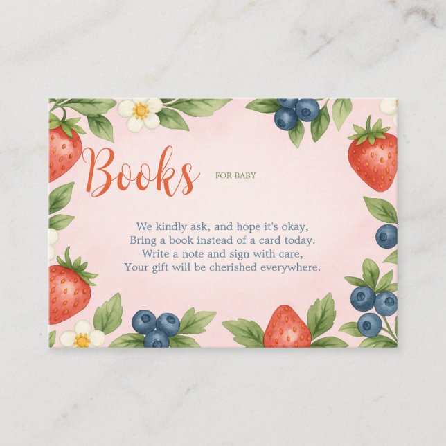 Tarjeta de bebé Rustic Berry Sweet Book (Anverso)