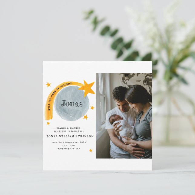 Tarjeta de bebé Star Moon (Anverso de pie)