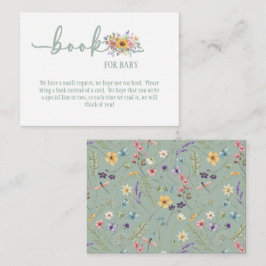 Tarjeta de bebé verde sólido de flores silvestres 