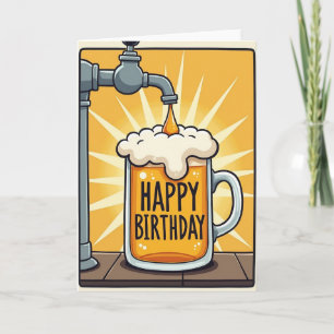 Tarjeta de bebida dorada de cumpleaños festivo
