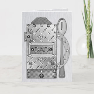 Tarjeta de bebida metalizado y Steel Dad