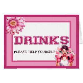 Tarjeta de bebidas con cáncer de mama floral rosa 